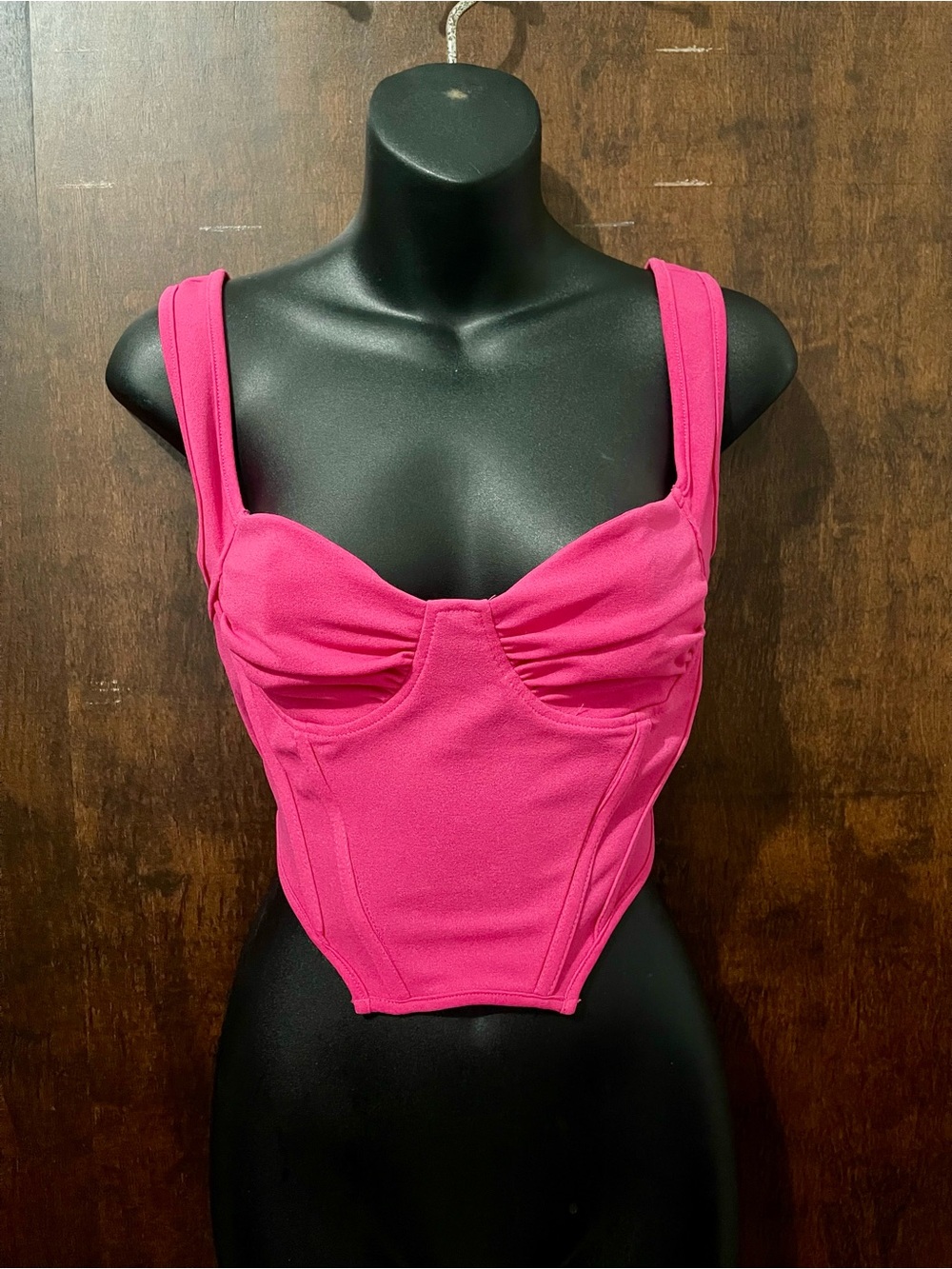 SHEIN Hot Pink Bustier Crop Top with Structured Cups